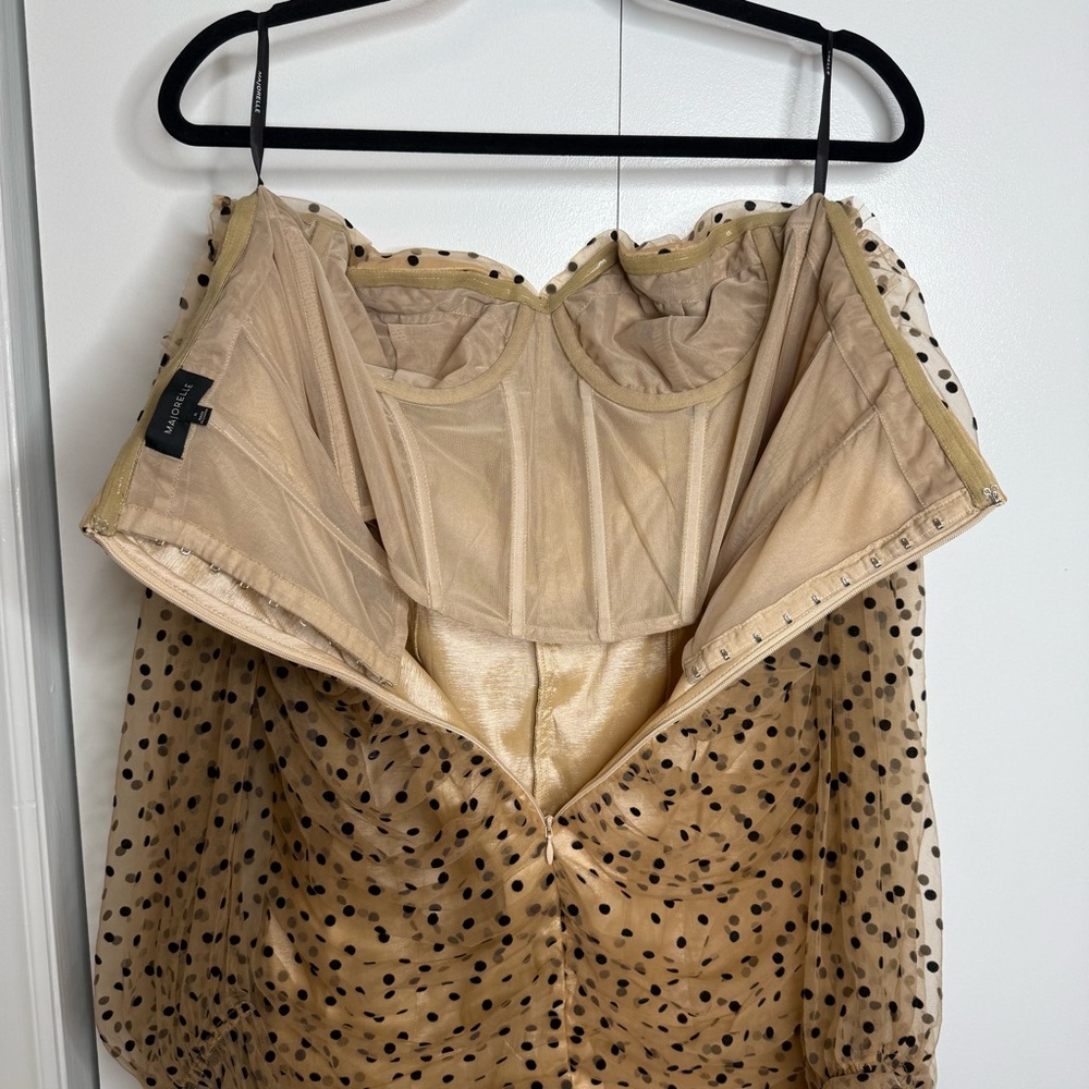Majorelle Secrets Dress Nude Polka Dot Mini Dress - XL - Picture 5 of 10